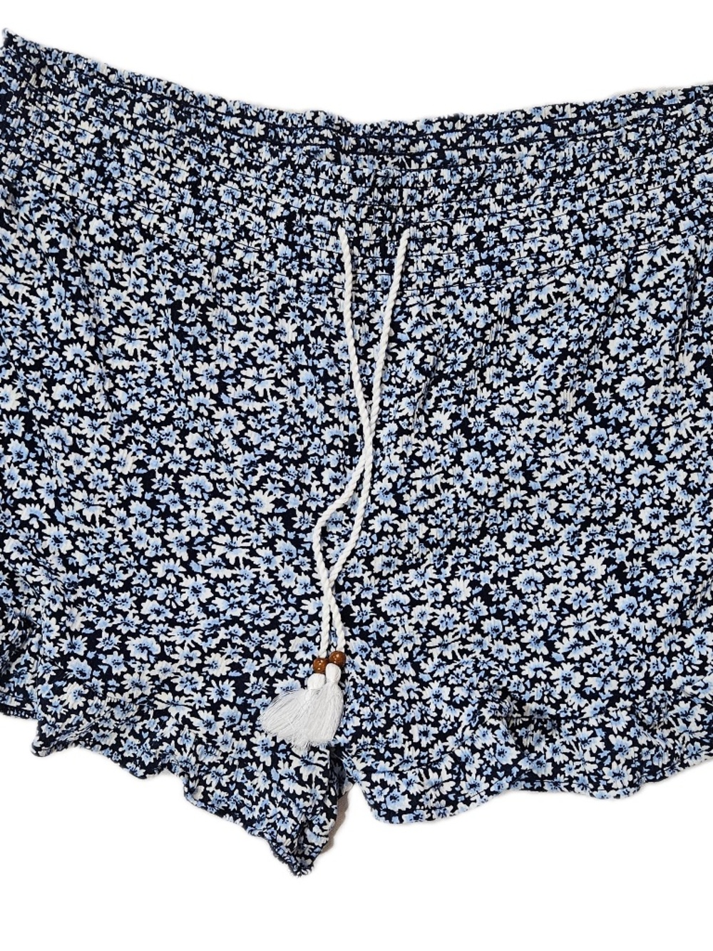 No Boundaries Hot Pants‎ Womens XXXL Black Floral Elastic Waist Tassel Ruffle